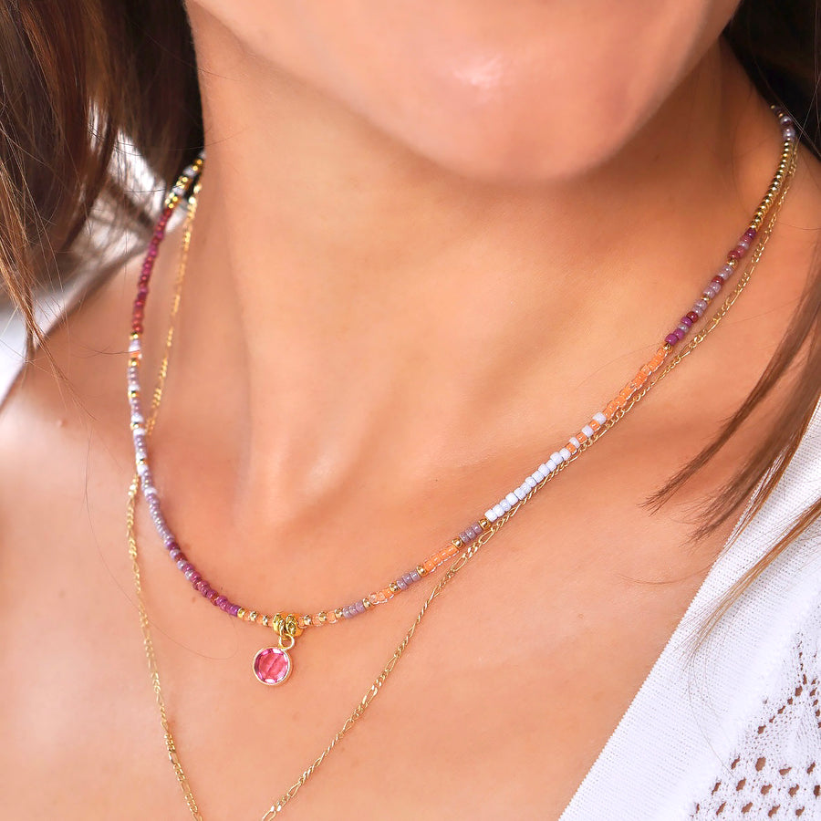 'Rosy Glow' Halskette mit Quarz Anhänger