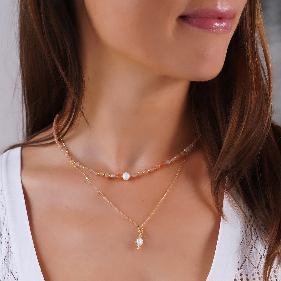 'Pearl Drop' Halskette aus vergoldetem Silber