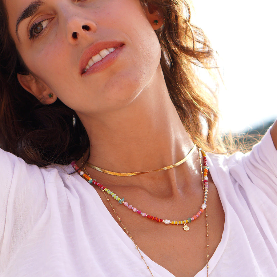 'Ibiza' Halskette mit vergoldeter Silber Blume