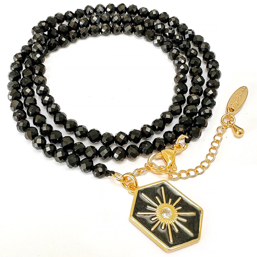'Midnight Star' Wickelarmband aus Onyx, (auch als Halskette tragbar!)
