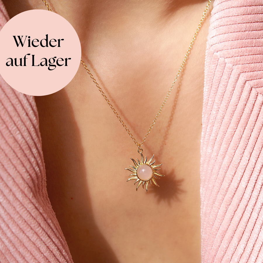 'Sunlight Love' Halskette mit Rosenquarz