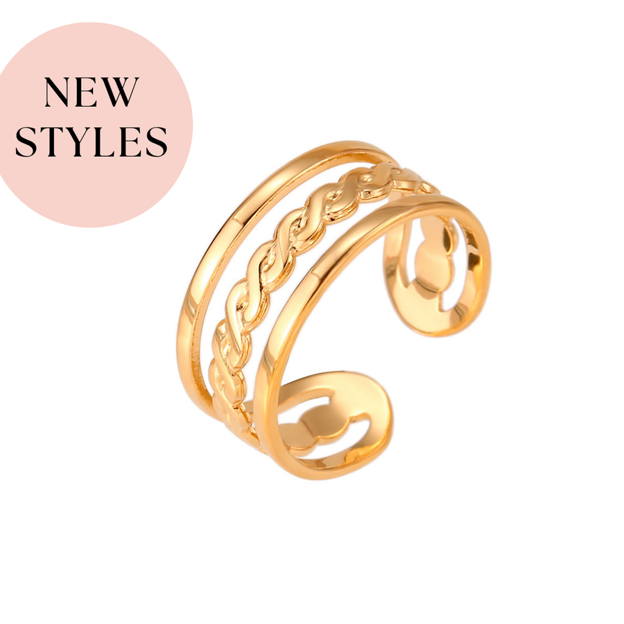 'Triple weave' Zehenring - Edelstahl, wasserfest gold