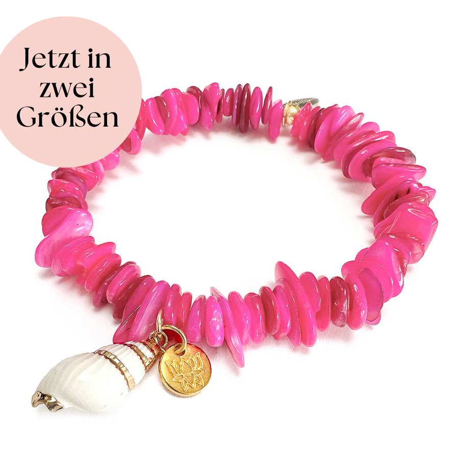 'Pink Shell' Sommerarmband - Lotus & Muschel, pink