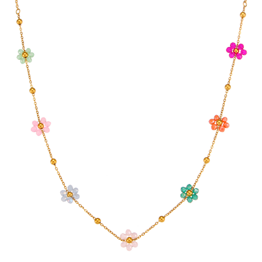 'Daisy' Halskette mit Zirkonia Blumen, multi
