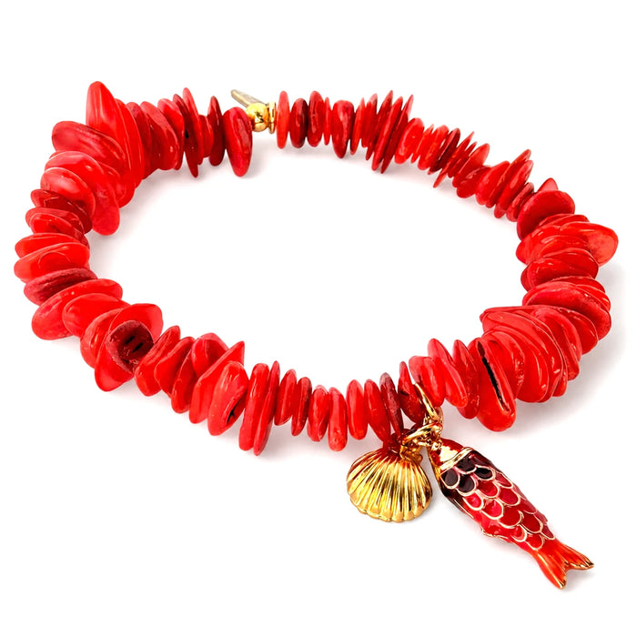 'Coral Dancer' bracelet with fish and shell