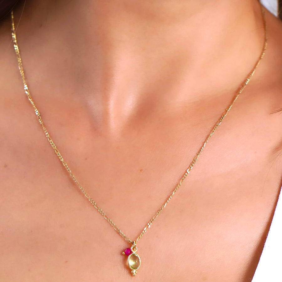 'Delicate Sparkle' Halskette mit Phrenit und Rubinquarz