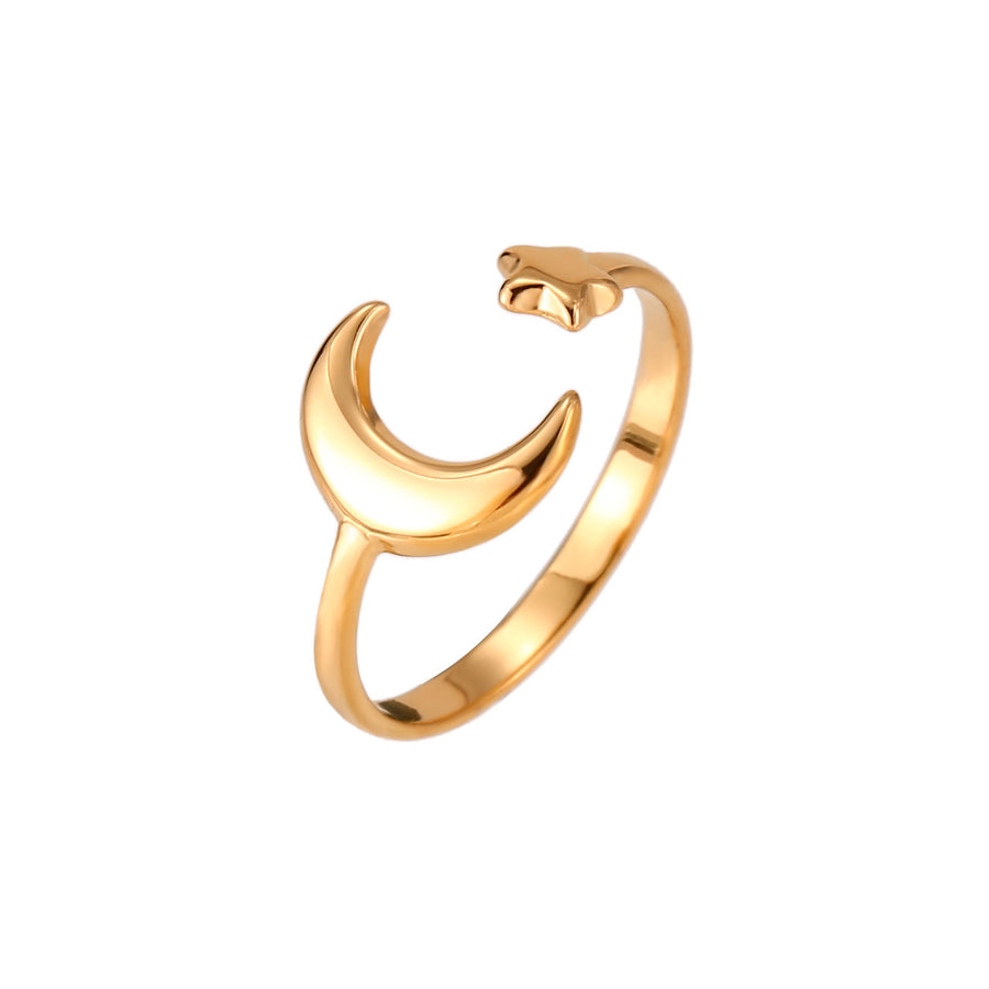 'Moon & Star' Zehenring - Edelstahl, wasserfest gold