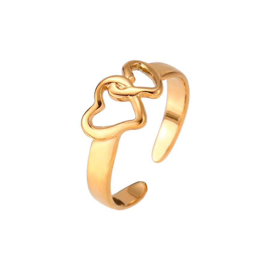 'Two Hearts' Zehenring - Edelstahl, wasserfest gold
