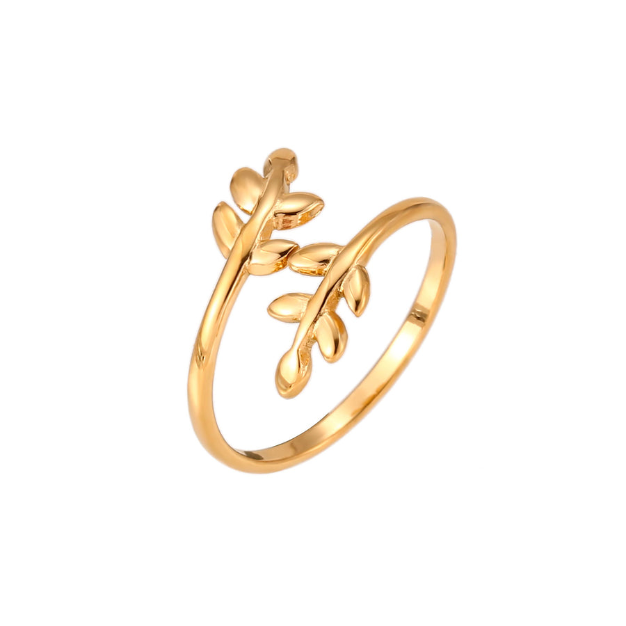 'Golden Leaf' Zehenring - Edelstahl, wasserfest gold