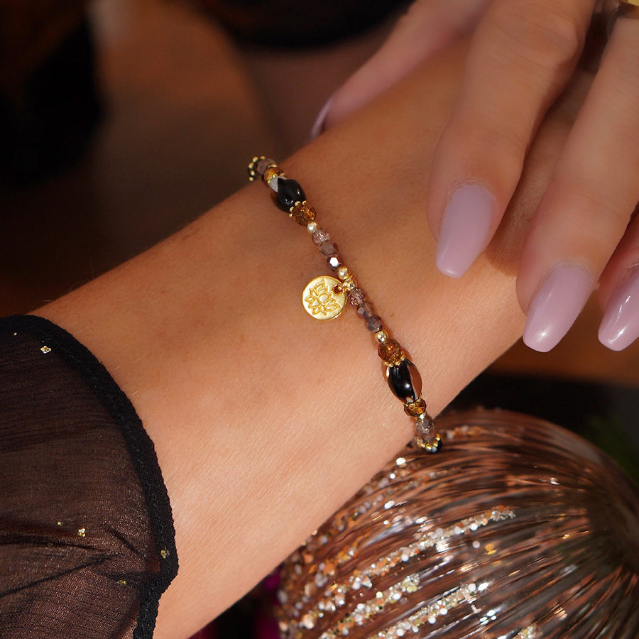 'Sparkle Beauty' Armband mit vergoldeter Lotusblüte