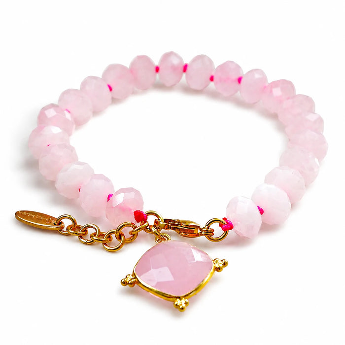 'Petal Whisper' Bracelet - Rose Quartz, Knotted