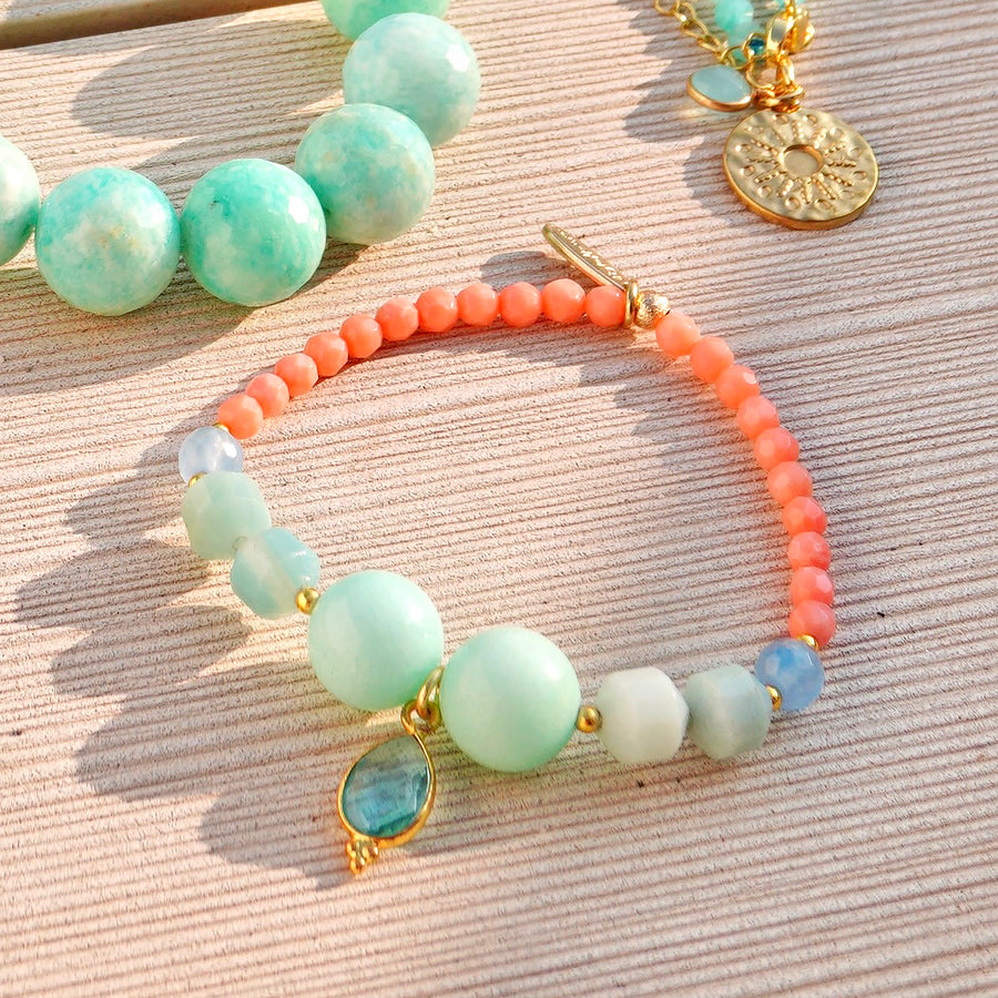 'Aqua Amour' Armband - Blauer Topas