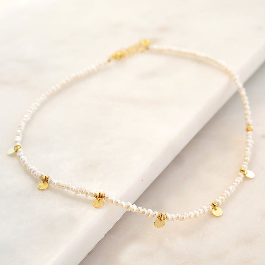 'Golden Drops' Choker Halskette aus Süßwasserperlen