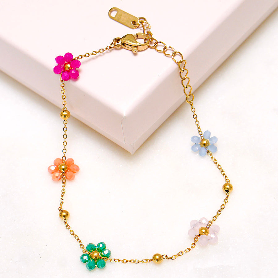 'Daisy' Armband mit Zirkonia Blumen, multi