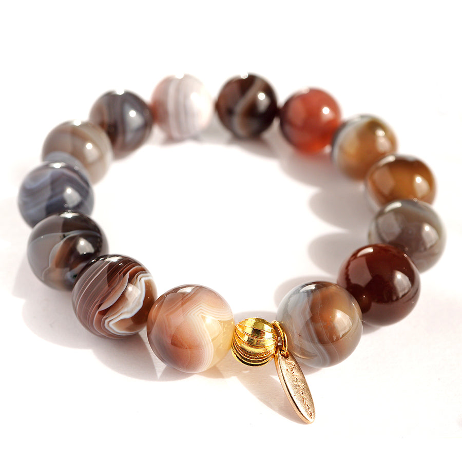 'Terra' Kugelarmband 14mm - Botswana Achtat, glänzend