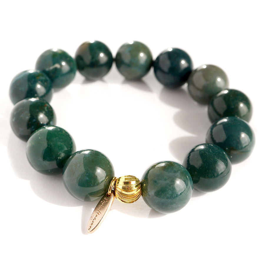 'Amara' Kugelarmband 14mm - Moosachat