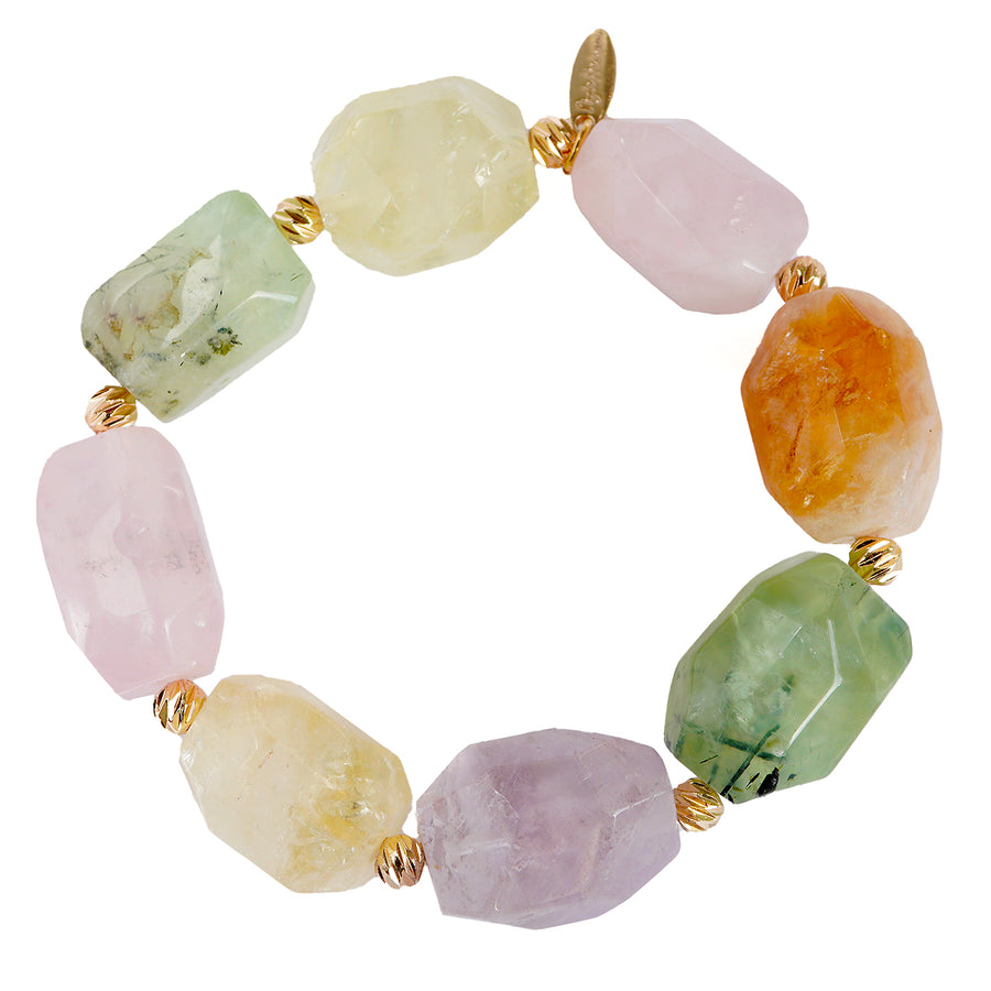 'Aurora Stones' Edelstein Armband - Rosenquarz, Amethyst, Citrin, Fluorit
