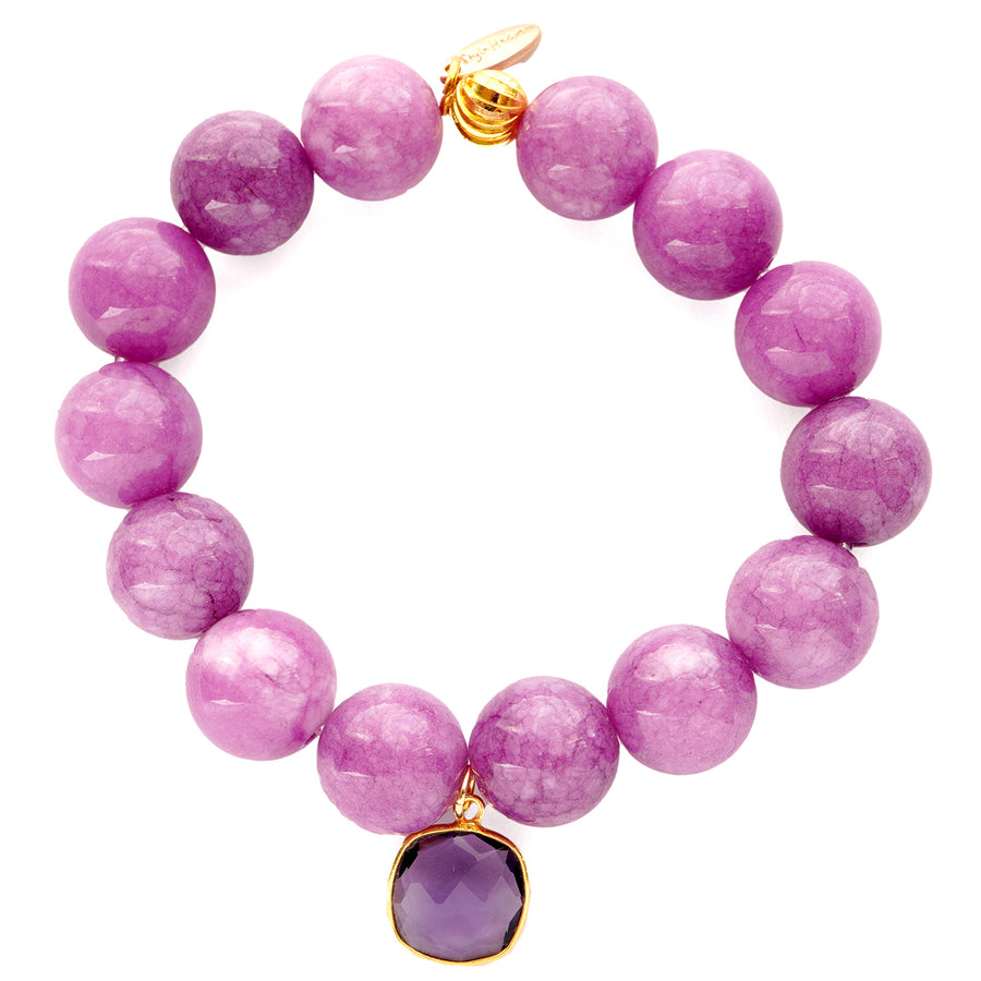 'Seraya' Kugelarmband 14mm - Jade & Amethyst