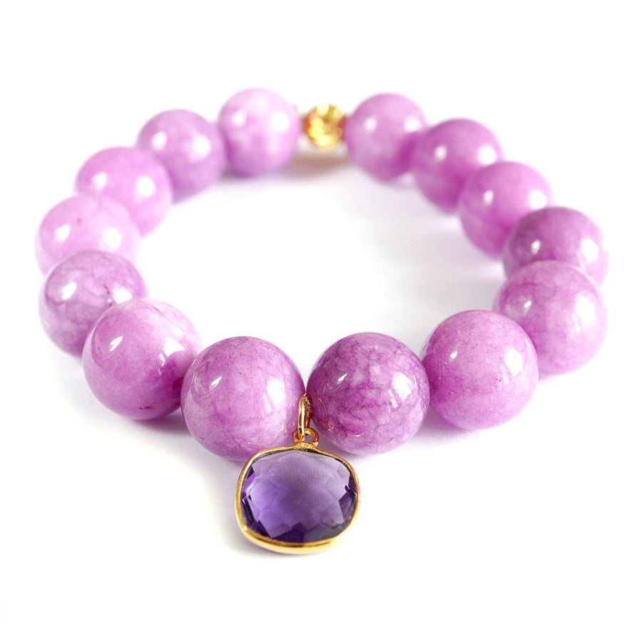 'Seraya' Kugelarmband 14mm - Jade & Amethyst