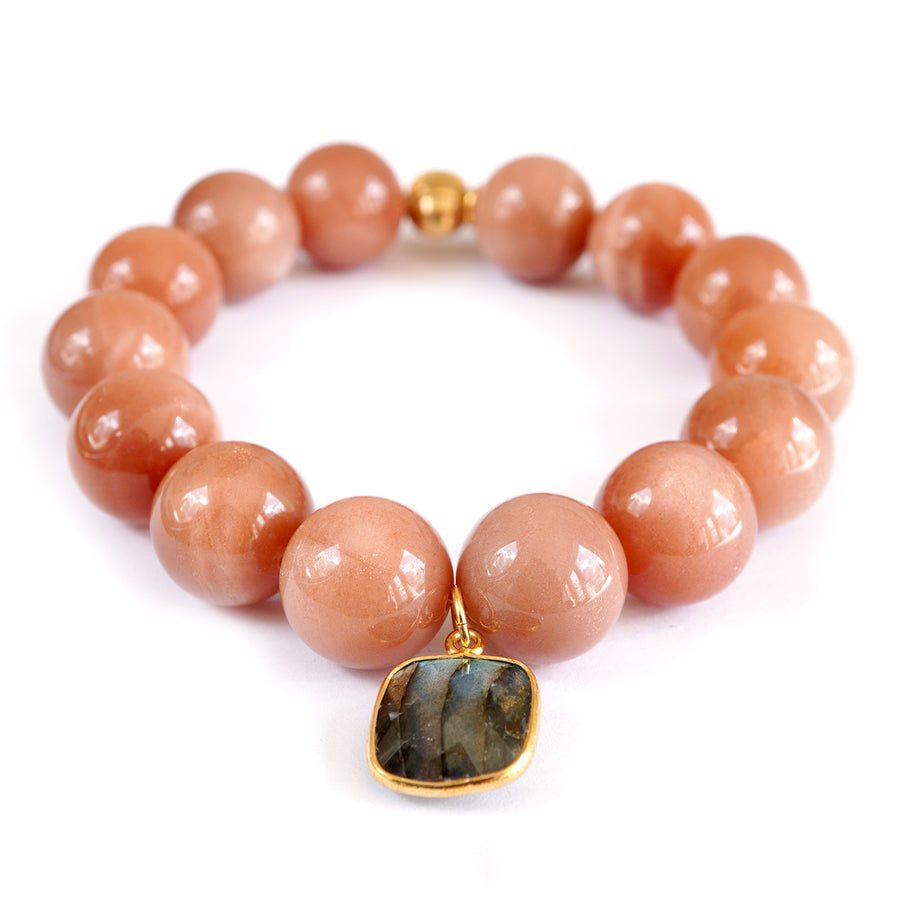 'Athena’s Light' Kugelarmband 14mm - Mondstein & Labradorit