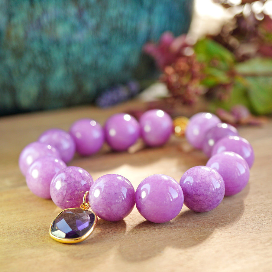 'Seraya' Kugelarmband 14mm - Jade & Amethyst