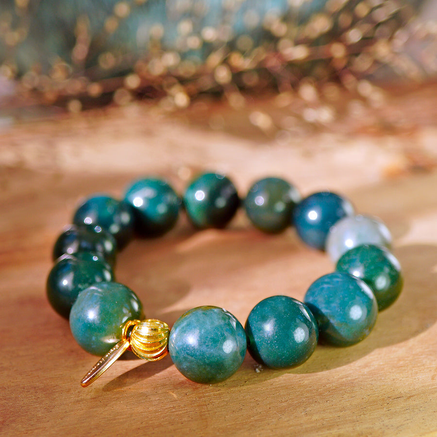 'Amara' Kugelarmband 14mm - Moosachat