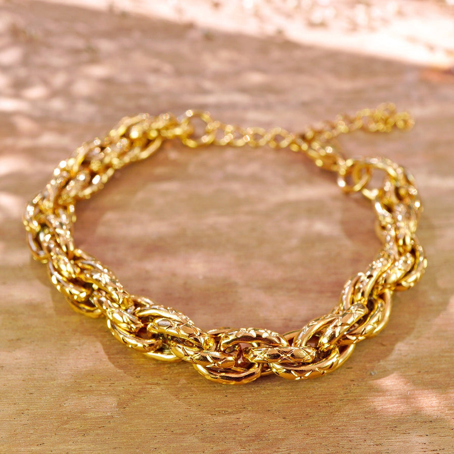 Byzantin Armband aus 18K vergoldetem Edelstahl, Teil des Aurora Noire Onyx Bundles, elegant und handgefertigt