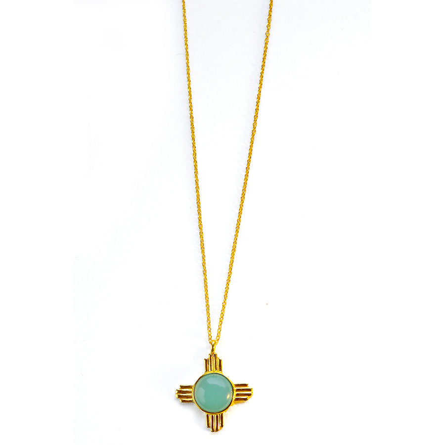 'Aquarello' Halskette – 18K vergoldeter Edelstahl, Chalcedony