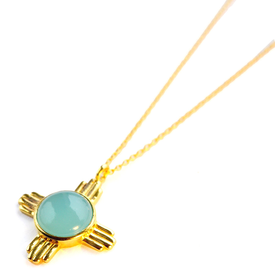 'Aquarello' Halskette – 18K vergoldeter Edelstahl, Chalcedony
