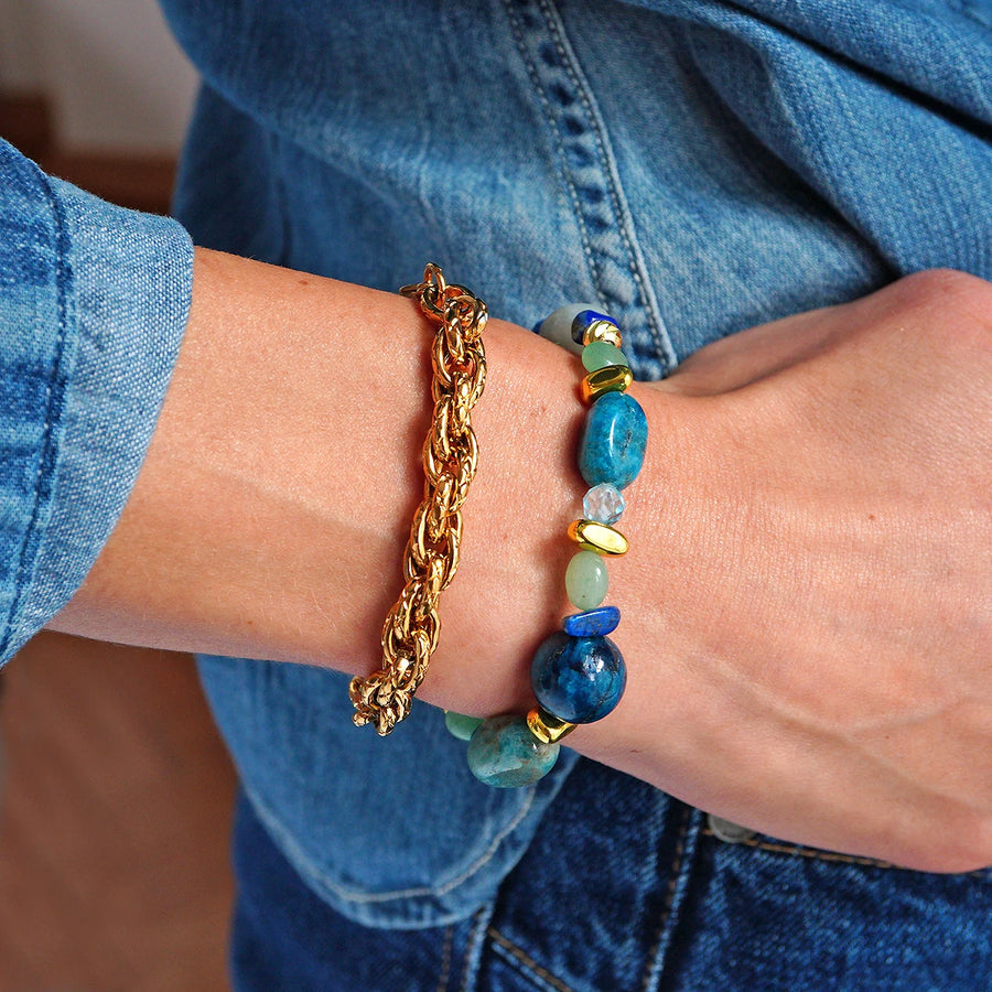 ‘My Denim’ Armband - Apatit, Lapislazuli, Aventurin, Topas