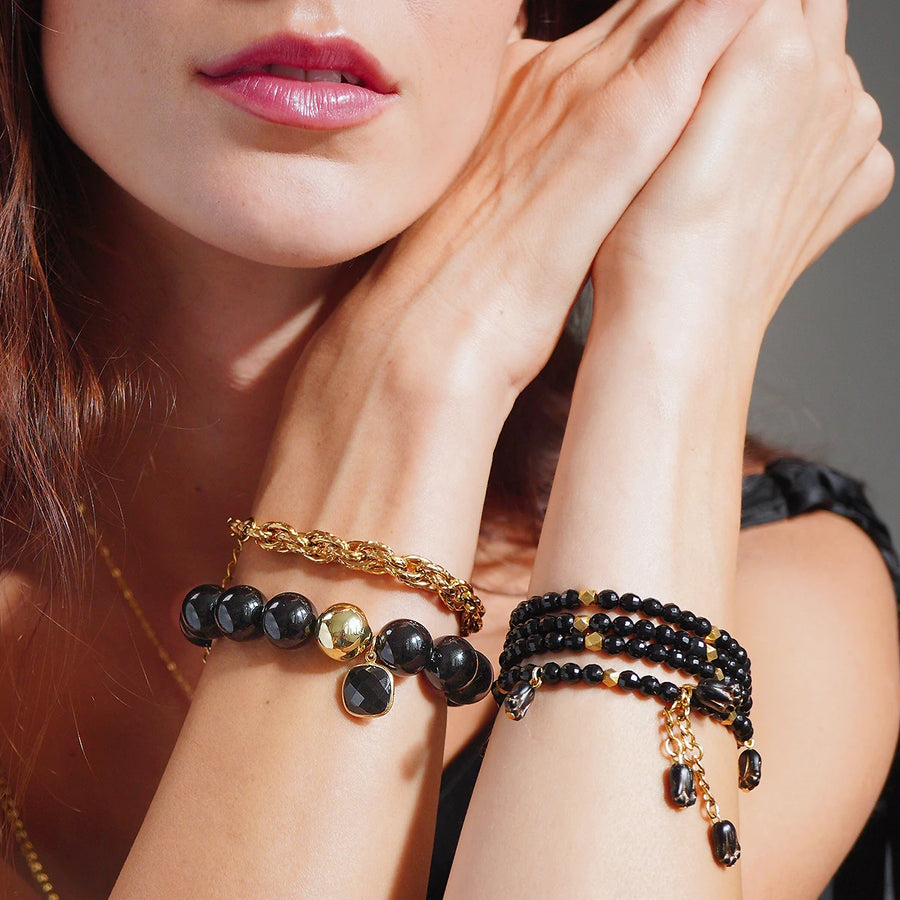 'Aurora Noire' Kugelarmband 14mm – Onyx