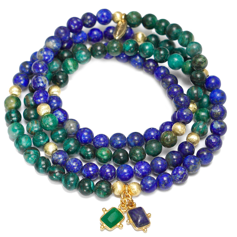 'Azure' Armband, 4-fach, blau/grün