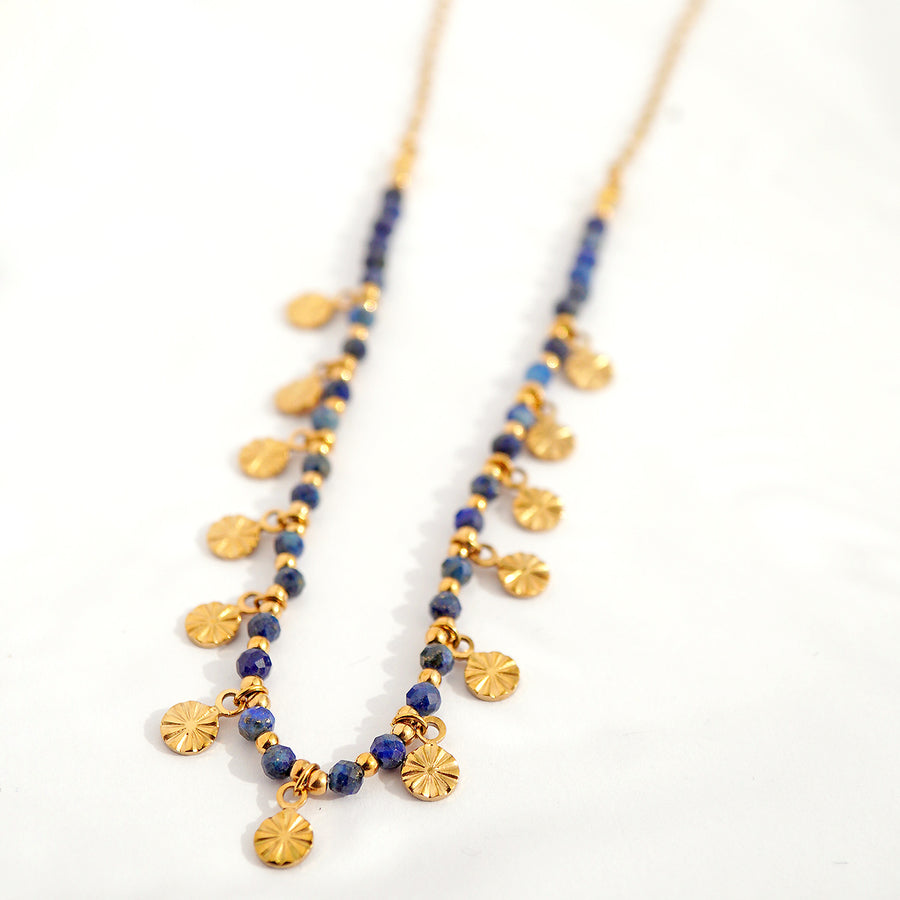 'Seerosenzauber' Halskette - Lapislazuli, wasserfest