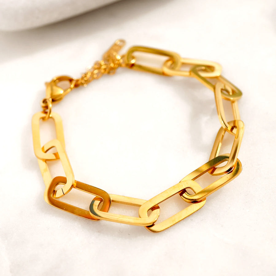 'Paperclip' Armband - 18K vergoldeter Edelstahl, wasserfest