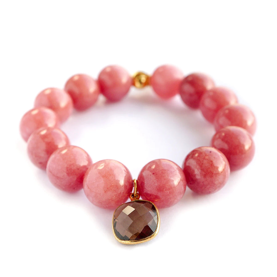 'Moroccan Sunset' Kugelarmband 14 mm - Jade, Rauchquarz