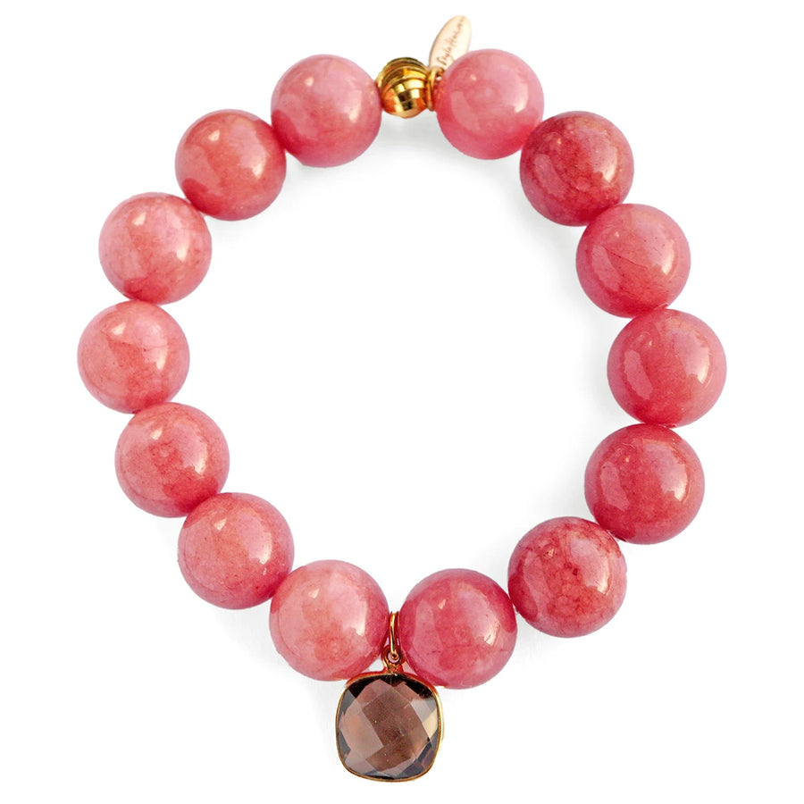 'Moroccan Sunset' Kugelarmband 14 mm - Jade, Rauchquarz