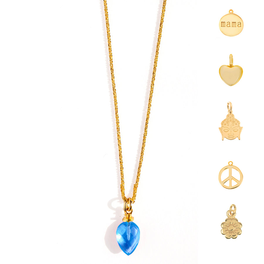 Topas Love Halskette – Bluer Topas und vergoldeter Anhänger