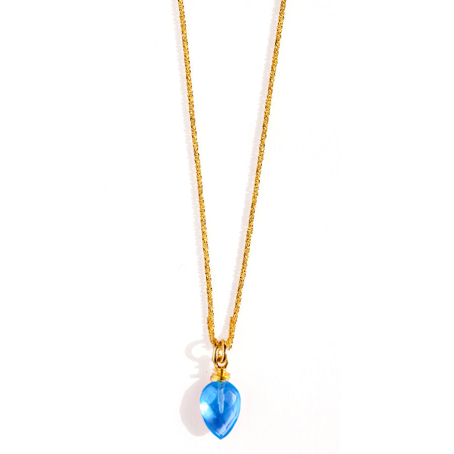 Topas Love Halskette – Bluer Topas und vergoldeter Anhänger