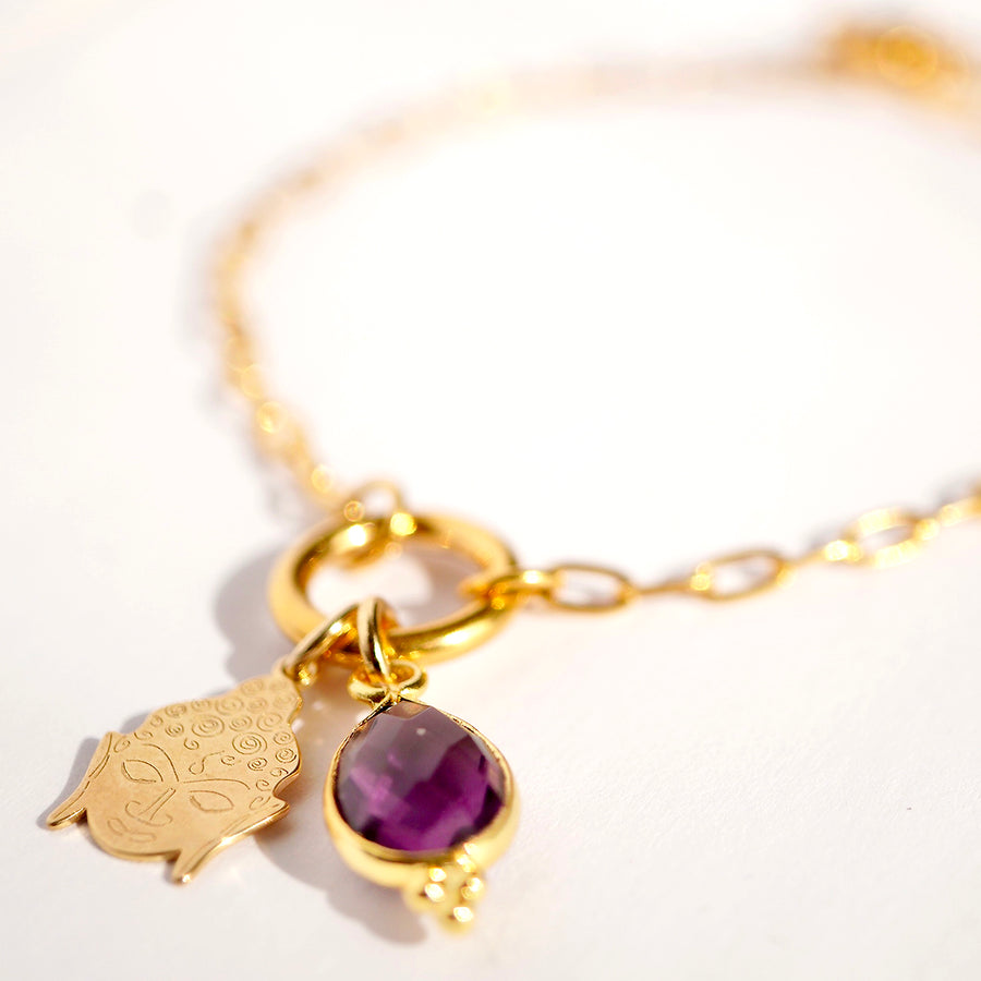 'Karma Spirit' Gliederarmband - Amethyst & Buddha