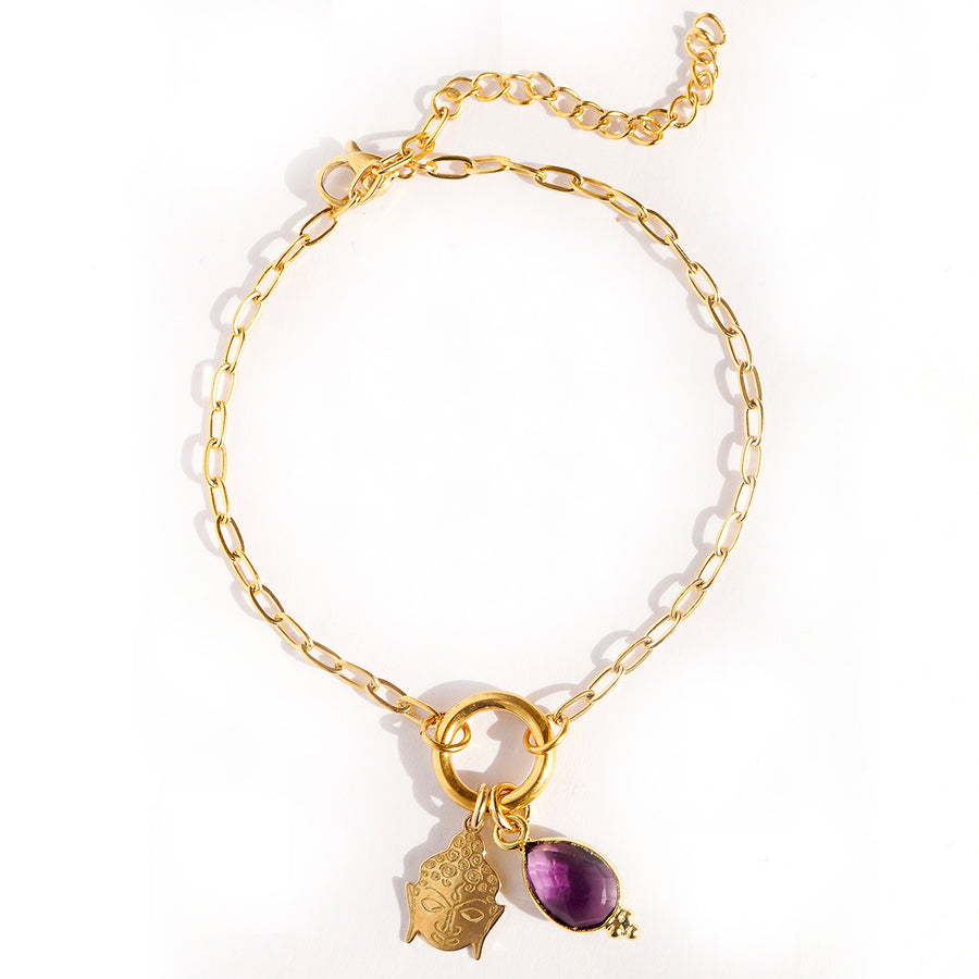 'Karma Spirit' Gliederarmband - Amethyst & Buddha