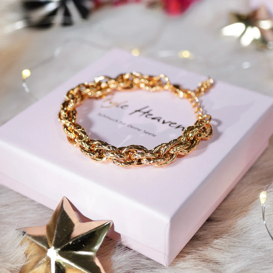 Liora Bundel Armband Set 'Moroccan Sunset' aus 18K vergoldetem Edelstahl mit Jade und Rauchquarz, Geschenkidee zur Weihnachtszeit