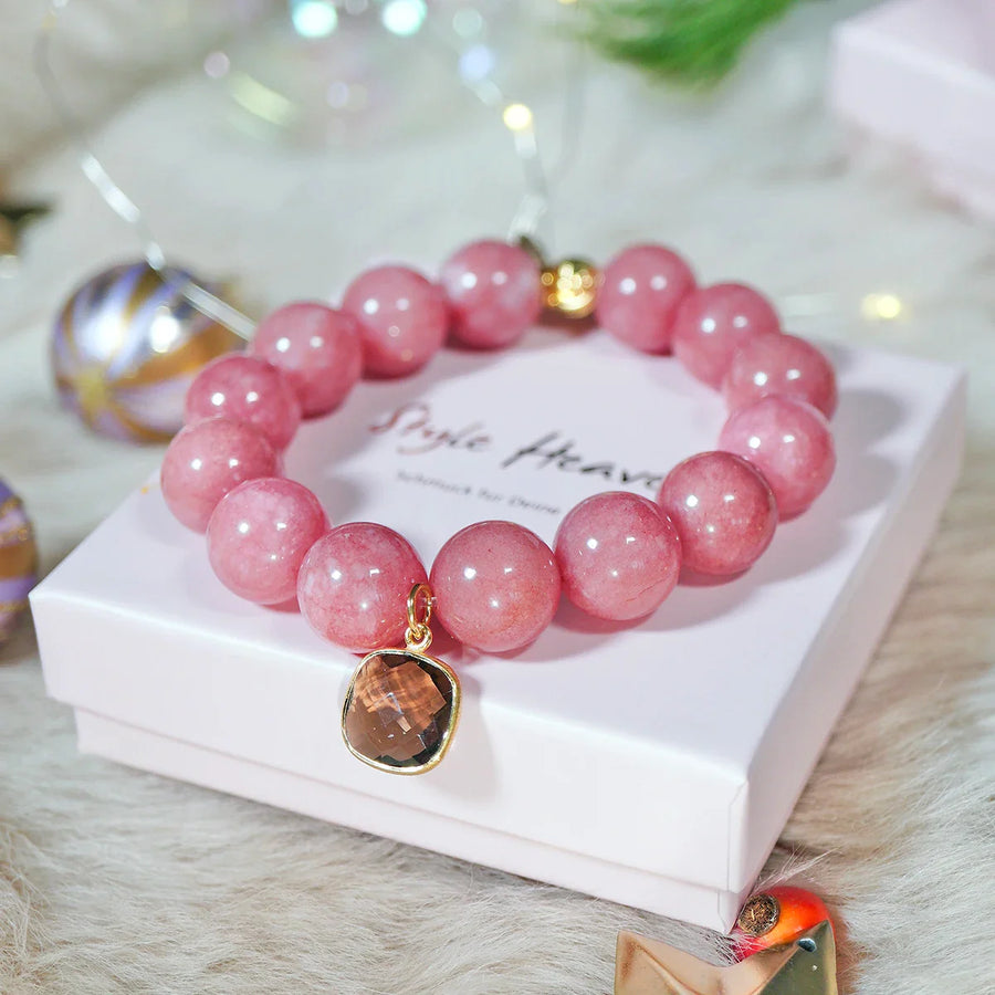 Liora Bundel Armband Set mit Jade und 18K vergoldetem Edelstahl in Rosa