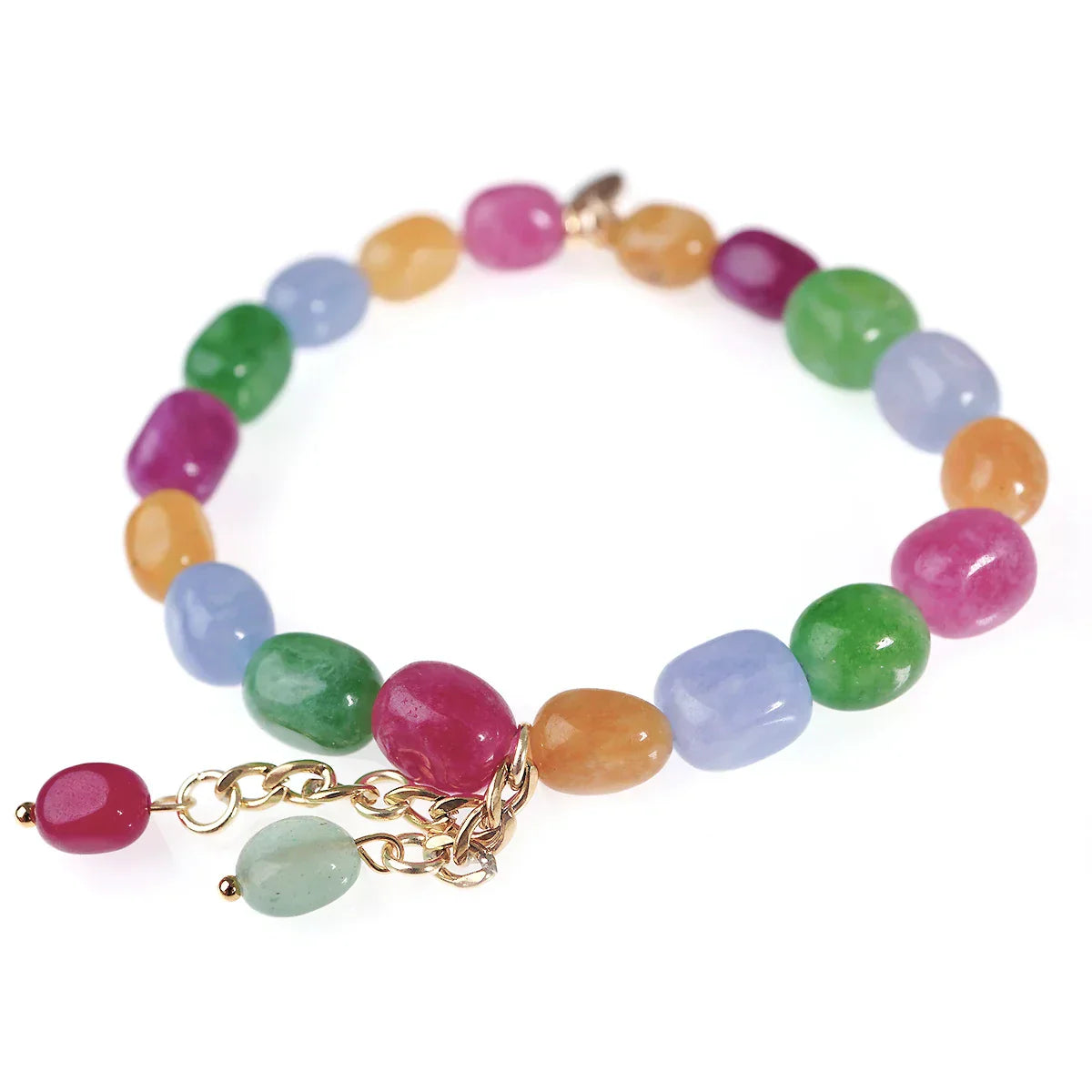 Buntes Edelstein Armband aus gefärbter Jade, handgefertigt, stimmungsaufhellend und elastisch