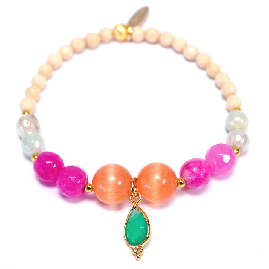 'Candy-Pop' Armband - div. Edelsteine, orange/pink