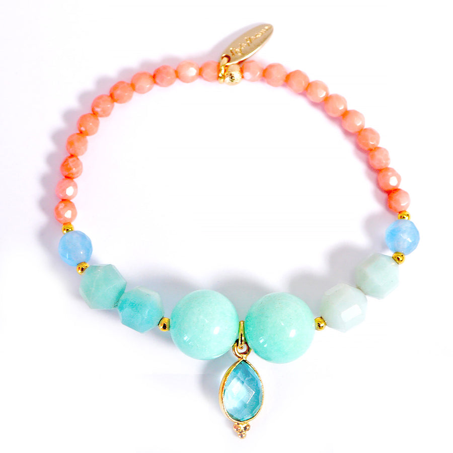 'Aqua Amour' Armband - Blauer Topas