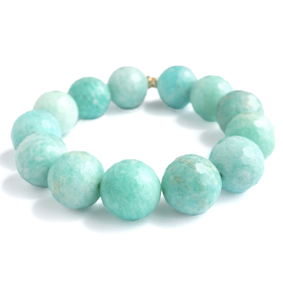 Sommer Armband 'Calm Heart' mit Amazonit 14mm blau-grün kugelförmig elastisch