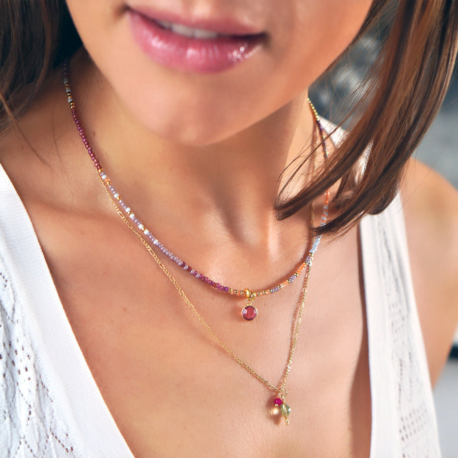 'Delicate Sparkle' Halskette mit Phrenit und Rubinquarz