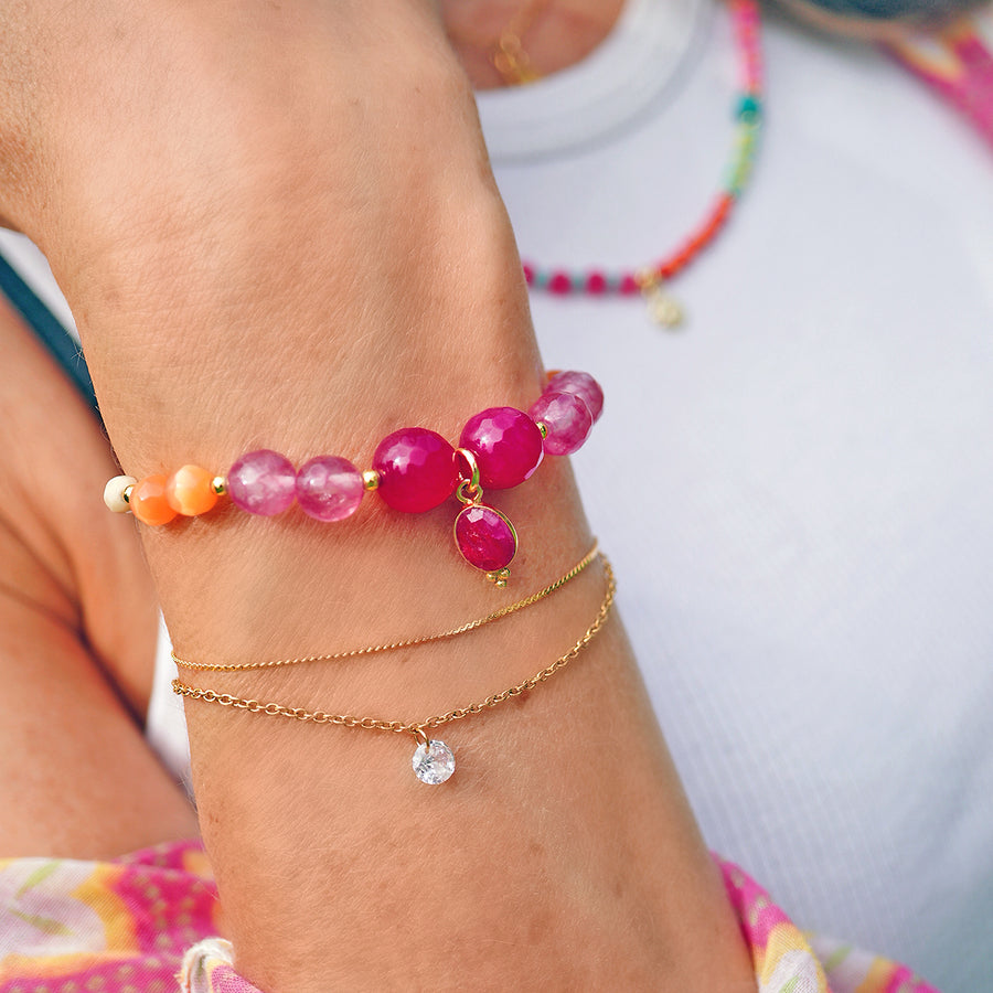 'Sunset Kiss' Armband - div. Edelsteine, magenta/orange