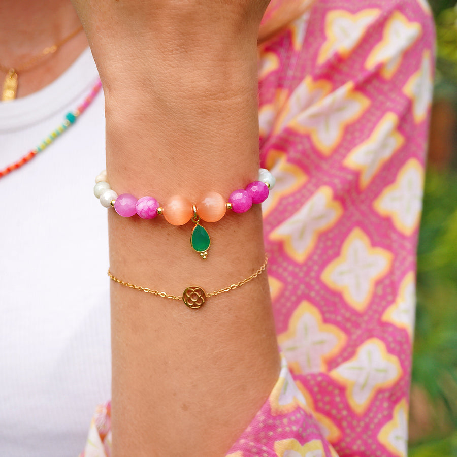 'Candy-Pop' Armband - div. Edelsteine, orange/pink