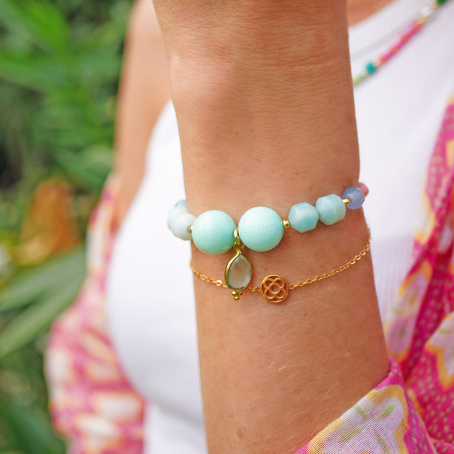 'Aqua Amour' Armband - Blauer Topas